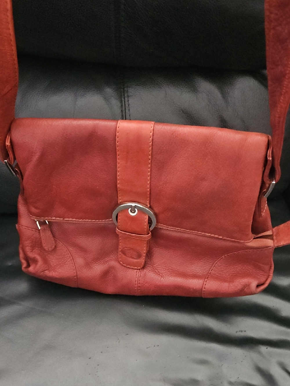 Vera Pelle  Rust 100% Leather  Italian Designer Purse Crossbody Shoulder Bag - Picture 2 of 13